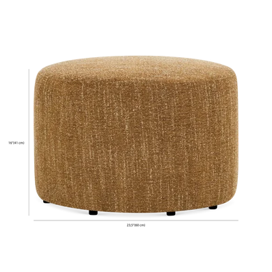 Caramel - pouf rond en tissu jaune
