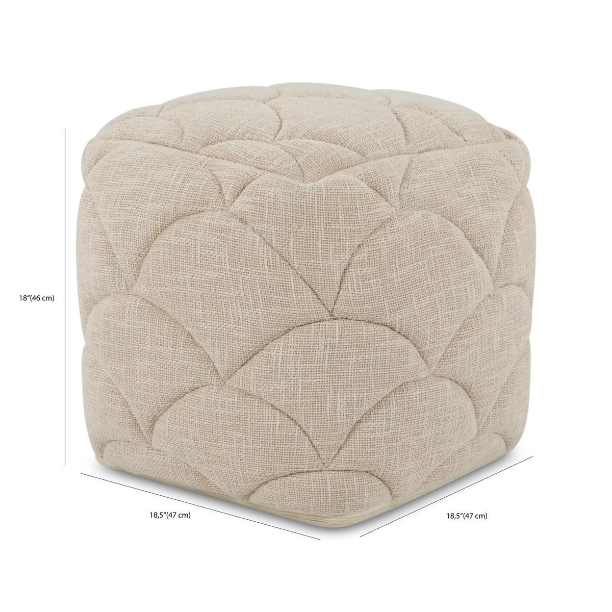 Tuscaro - pouf cubique en coton texturé